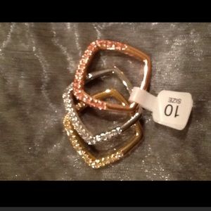 Park Lane Swarovski three gold rings